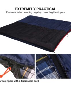 REDCAMP Cotton Flannel Sleeping Bag for Camping Backpacking, Adults Cold Weather Envelope Sleeping Bags with 2/3/4lbs Filling Blue with 2lbs filling 26 71rz20jS7L