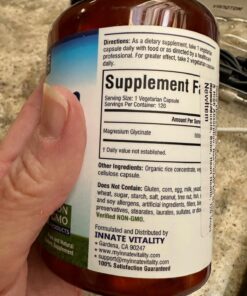 Innate Vitality Magnesium Glycinate 500mg, 70mg Elemental Magnesium per Cap, High Absorption, Non-GMO No Gluten, Nerve, Muscle, Bone, Heart Health, 120 Veggie Capsules 48 71rzL9Pe4sL