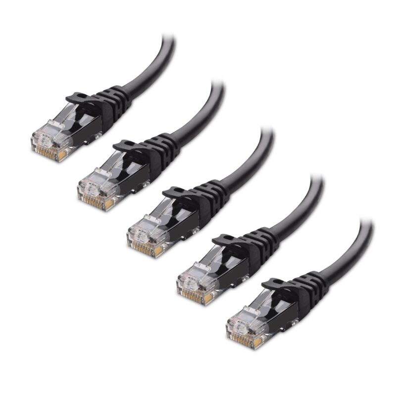 Cable Matters 10Gbps 5-Pack Snagless Cat 6 Ethernet Cable 14 ft (Cat 6 Cable, Cat6 Cable, Internet Cable, Network Cable) in Black