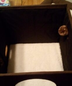 MidWest Homes for Pets 137-BR 'The Original' Curious Cat Cube, Cat House / Cat Condo in Brown Faux Suede & Synthetic Sheepskin Brown Single Story 55 71s103NJk8L 3