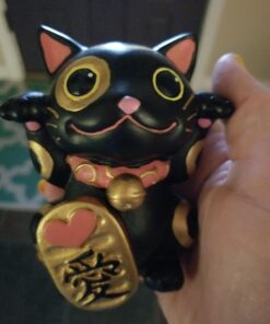 Black Maneki Neko Money Lucky Cat Chinese Japanese Statue 13 71s1foC7rgL