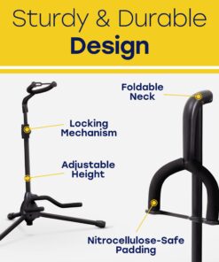 Hola! Music Guitar Stand - Height Adjustable, Collapsible w/Padded Neck & Yoke - Pack of 1 Tripod Tripod - 1 pack 31 71s1rAMFhIL 1