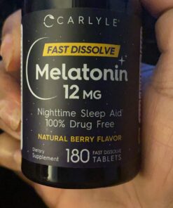 Carlyle Melatonin 12 mg Fast Dissolve 180 Tablets | Drug Free | Natural Berry Flavor | Vegetarian, Non-GMO, Gluten Free 180 Count (Pack of 1) 49 71s2U2yW7bL