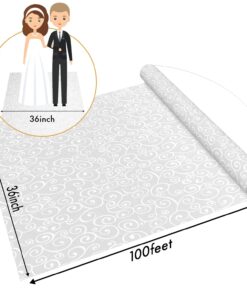 HEALON White Wedding Aisle Runner (100 Feet x 3 Feet) — Includes Pull String for Indoor or Outdoor Weddings, Prom and Parties (Wave) Wave 100ft*3ft 27 71s4bpMe5oL