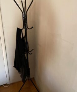 Free-Standing Coat Rack Metal Stand - Hall Tree Entry-Way Furniture Best for Hanging Up Jacket, Purse, Hand-Bag, Cloth, Hat, Winter Scarf Holder - Home or Office Floor Hanger 12-Hooks Organizer, Black 36 71s57a5e4ZL