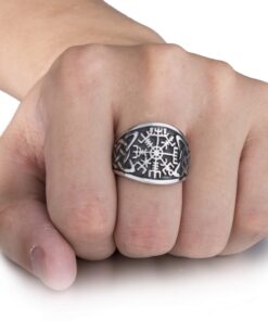 ELFASIO Men Stainless Steel Rings Viking Valknut Vegvisir Pirate Compass Norse Symbol Vintage Jewelry Size 8-13 Silver Black A 11 71s7I4QToHL