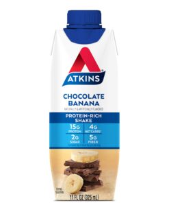 Atkins Chocolate Banana Protein Shake, 15g Protein, Low Glycemic, 4g Net Carb, 2g Sugar, Keto Friendly, 12 Count 12 71s7No4qiuL