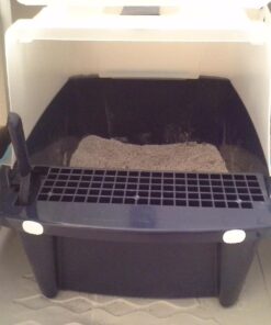 IRIS USA Large Split-Hood Cat Litter Box with Scoop and Grate, Blue Split Hooded - Navy 45 71s9cxHD KL