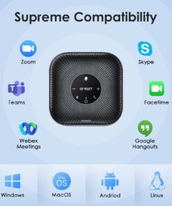 EMEET Conference Speakerphone M0 Plus,4 AI Mics 360° Voice Pickup, Noise Reduction, USB C Speaker, Bluetooth Conference Speaker for 8 People w/Daisy Chain for 16 Compatible with Leading Software Advanced M0 PLUS for 8 33 71sA9v5dPaL