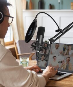 USB Microphone, MAONO 192KHZ/24Bit Plug & Play PC Computer Podcast Condenser Cardioid Metal Mic Kit with Professional Sound Chipset for Recording, Gaming, Singing, YouTube (AU-A04) Black 37 71sAFCQ8bXL