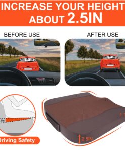 Lofty Aim Car Seat Cushion, Comfort Memory Foam Car Cushions for Driving - Sciatica & Lower Back Pain Relief, Seat Cushion for Car Seat Driver, Office Chair, Wheelchair (Brown) Brown 11 71sB65mnXZL