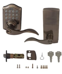 Honeywell Safes & Door Locks - 8734101 Electronic Entry Lever Door Lock, Antique Brass 6.5 x 8.8 x 9 inches Electronic Entry Knob 11 71sBBv0HjpL