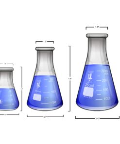 Karter Scientific Glass Flask 5 Piece Set, Narrow Mouth Erlenmeyer, Borosilicate 3.3 Glass - 50ml, 150ml, 250ml, 500ml, 1L, 213B2 50/150/250/500/1000ml 18 71sD0yJgtrL