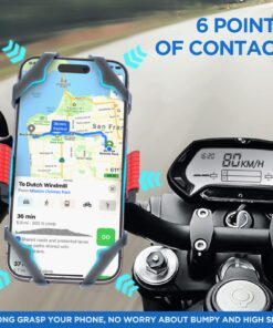 IPOW Motorcycle Phone Mount, Bike Phone Mount Holder, Universal Cell Phone Bicycle & Motorcycle Handlebar Phone Holder, Compatible with Smartphones 13/12/11/X/XR/XS/8/7,Galaxy S20/S10/S9 Black+Red 36 71sDtvyvrbL