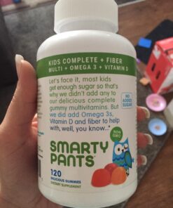 SmartyPants Kids Multivitamin Gummies and Fiber Supplement: Omega 3 Fish Oil (EPA/DHA), Vitamin D3, C, Vitamin B12, B6, Vitamin A, K & Zinc, Gluten Free, Three Fruit Flavors, 120 Count (30 Day Supply) Kids Formula w/ Fiber 120 Count (Pack of 1) 49 71sFpCSOTeL 1