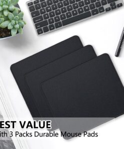 Gimnor 3 Pack Standard Mouse Pad with Stitched Edges, Comfortable Mouse Mat Pad, Non-Slip Rubber Base Mousepad for All Types of Mouse Laptop Computer PC 10.3 x 8.3 inches Black 11 71sHHYVRFL