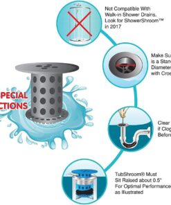 TubShroom Tub Hair Catcher Protector, Fits 1.5" - 1.75" Drain, Orange 28 71sJ8HCTaL