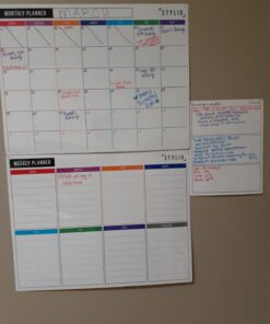 STYLIO Dry Erase Calendar Whiteboard. Set of 3 Magnetic Calendars for Fridge: Monthly, Weekly Organizer & Daily Notepad. Refrigerator & Wall Family Calendar. 4 Fine Point Markers & Eraser Included White 35 71sKT32g17L 1