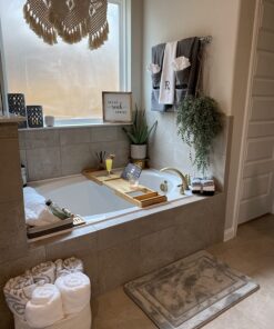 ROYAL CRAFT WOOD Luxury Bathtub Caddy Tray, One or Two Person Bath and Bed Tray, Bonus Free Soap Holder (Natural Bamboo Color) (Natural) Natural (Classic) 45 71sM9KkGaRL