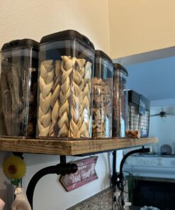 Shazo Airtight Food Storage Container (Set of 6) - BONUS Measuring Cup - Labels & Marker - Durable Plastic - BPA Free - Clear with Improved Lids (Black) - Air Tight Snacks Pantry & Kitchen Canisters Black 31 71sPjlmLmeL