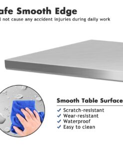 WATERJOY 48" x 30" Stainless Steel Table for Prep & Work Commercial Heavy Duty Kitchen Table with Adjustable Shelf and Wheels Installable(Without Wheel) 48" x 30" Without Wheel 28 71sR2prRnS 1