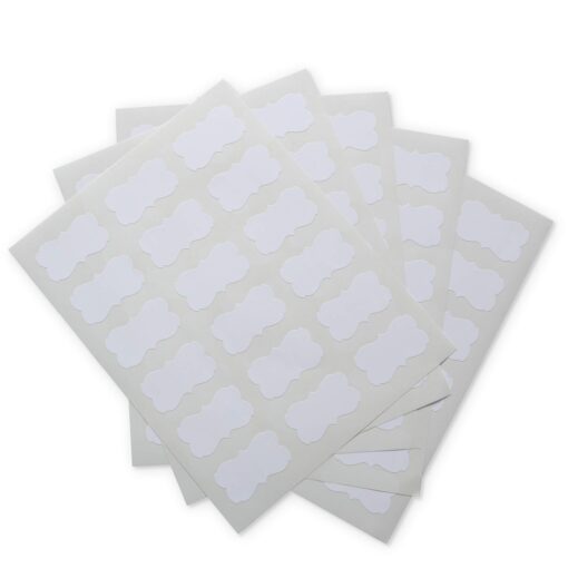 Crinklee Waterproof Essential Oil Labels, 90 Scallops, 2.2x1.3 Inches, Oil Proof, Highly Durable, Strong Glue, for 10ml and Larger Bottles and Rollers