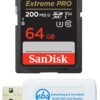 SanDisk 64GB SDXC Extreme Pro Memory Card Works with Canon EOS R, M50, M100 Mirrorless Camera 4K V30 UHS-I (SDSDXXY-064G-GN4IN) with (1) Everything But Stromboli (TM) Combo Reader 64GB Class 10