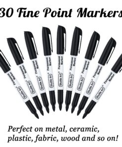 Shuttle Art Permanent Markers, 30 Pack Black Permanent Marker set,Fine Point, Works on Plastic,Wood,Stone,Metal and Glass for Doodling, Marking 9 71sS0ARU69L