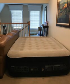 King Koil Luxury Air Mattress Queen with Built-in Pump for Home, 20” Queen Size Inflatable Airbed Luxury Double High Adjustable Blow Up Mattress, Durable - Portable and Waterproof, Black 20 Inch 58 71sVk1c8n1L