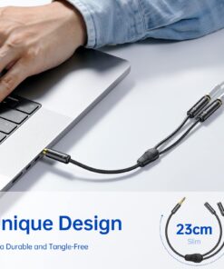 Syncwire Headphone Splitter, Nylon-Braided Extension Cable Audio Stereo Y Splitter (Hi-Fi Sound), 3.5mm Male To 2 Ports 3.5mm Female Headset Splitter for Phone, PS4, Switch, Tablets & More Black 33 71sXWlZZjYL 2