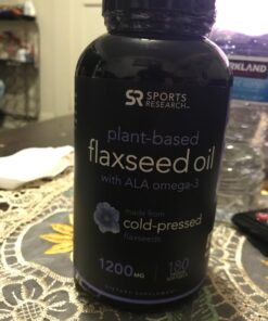Sports Research Vegan Flaxseed Oil (1200mg) Herbal Supplement with Plant-Based ALA Omega 3 - Vegan Certified & Non-GMO Verified - Gluten, Soy & Carrageenan Free (180 Veggie Softgels) 25 71sXrHlbiEL