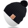 Rotibox Bluetooth Beanie Hat Wireless Headphone for Outdoor Sports Xmas Gifts One Size Bb005-black