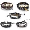Aroncent 2-5PCS Leather Bracelet for Men Feather Infinity Cross Wing Multi-Layer Bead Mens Leather Bracelet Wristband Halloween Valentine's Day Gifts D-5PCS 41 71se6J8XjQL