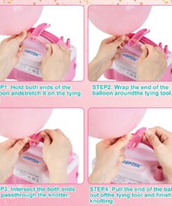AGPtEK Electric Air Balloon Pump with Built-in Tying Tool, 110V 600W Pink and White Portable Dual Nozzle Inflator/Blower for Party Decoration-with Tying Tool on Handle 22 71sf1IK9ZDL