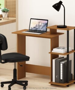Furinno Efficient Home Laptop Notebook Computer Desk with Square Shelves, Light Cherry/Black Plastic Poles-Square Side 29 71sf7e8zmS