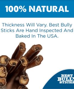 Best Bully Sticks All Natural 6 Inch Thick Bully Sticks for Large Dogs - USA Baked & Packed - 100% Free-Range Grass-Fed Beef - Single-Ingredient Grain & Rawhide Free Dog Chews - 18 Pack 6" (18 Pack) 32 71shAQXQtQL 1