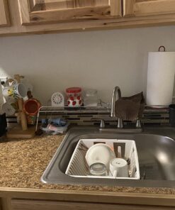 Home Basics Over Sink Shelf, (Chrome) Steel Over The Kitchen Sink Organizer for Soap, Sponges, Scrubbers, and More | with Cutlery Holder 38 71shkcHISL