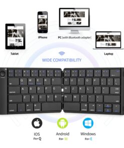 Alternative view of Samsers Foldable Bluetooth Keyboard - Portable Wireless Keyboard with Stand Holder, Rechargeable Full Size Ultra Slim Keyboard Compatible IOS Android Windows Smartphone Tablet and Laptop-Black Black