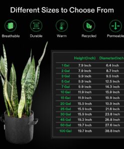 VIVOSUN 5-Pack 15 Gallon Plant Grow Bags, Heavy Duty Thickened Nonwoven Fabric Pots with Handles Black 15 Gallons 29 71slx59fPrL