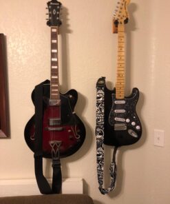 Ohuhu Guitar Wall Mount Hanger: 4-Pack Rotatable Hardwood Guitar Hangers with Screws-Adjustable Stopper Guitar Mount Hook Holder Stand for Ukulele Bass Electric Acoustic Guitar Banjo Mandolin-Wood Wood 46 71smT3XxeuL