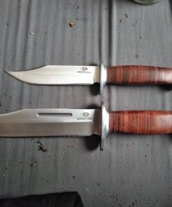 Mossy Oak 2-piece Bowie Knife, Fixed Blade Hunting Knife with Leather Handle, Sheath Included 49 71smT5B82YL