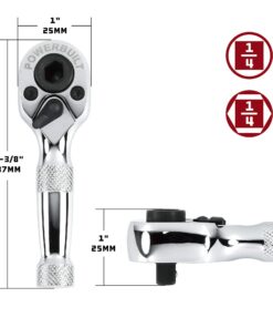 Powerbuilt Stubby Ratchet, Mini 1/4 Inch Ratchet Wrench, Reversible 72 Tooth, Tight Spaces, Quick Release - 940478 Multicolor 20 71smz7Mwe1L