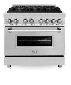 ZLINE 36" 4.6 cu. ft. Dual Fuel Range with Gas Stove and Electric Oven with Color Door Options (RA36) (Stainless Steel) 10 71snAGUTLML