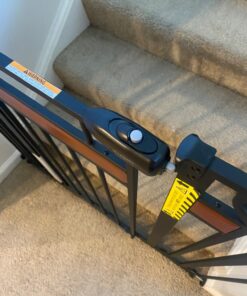 Regalo Home Accents Extra Tall & Wide Baby Gate, Bonus Kit, Includes Décor Steel With Hardwood, 4" Extension Kit, 4 Pack Pressure Mount Kit & Wall Cups 37 Inch Tall 29 71snW4htMjL