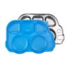 Innobaby Stainless Bus Plate with Airtight Sectional Lid, The Original, Leak-Resistant Divided Platter, Mom Invented Fun Shape Plate Din Din Smart for Babies, Toddlers and Kids, BPA Free Plate, Blue 51 71soObFSaJL