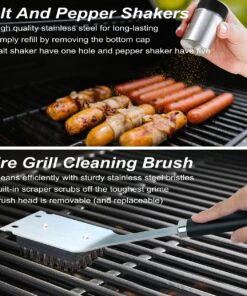 POLIGO 22PCS Heavy Duty BBQ Grill Accessories Set, Non-Slip Grill Tools for Outdoor Grill Set Thicker Stainless Steel Grill Utensils Set, Deluxe Grilling Set with Aluminum Case Ideal Gifts for Men Dad Black - 22PCS BBQ Set 22 71sousD qL