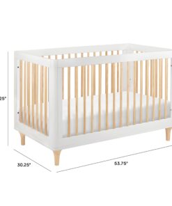 Babyletto Lolly 3-in-1 Convertible Crib with Toddler Bed Conversion Kit in White and Natural, Greenguard Gold Certified White/Natural 28 71sqG6v7S9L