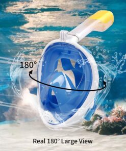 MountDog Snorkel Mask Full Face Snorkeling Mask with Panoramic View and Action Camera Mount,Anti-Fog and Anti-Leak Design Dive Mask for Adults and Youth blue Large-X-Large 12 71srXGXGsUL
