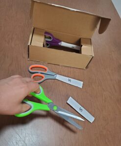 Amazon Basics Multipurpose, Comfort Grip, PVD Coated, Stainless Steel Office Scissors, 3-Pack, Purple, Green & Gray 37 71ssy Ct2jL