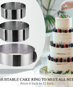 CALIFORNIA CADE ELECTRONIC Cake Mold-Cake Ring-Adjustable Round Stainless Steel 6 to 12 Inch Cake Mold - Cake Baking Supplies 31 71stTXPj2L